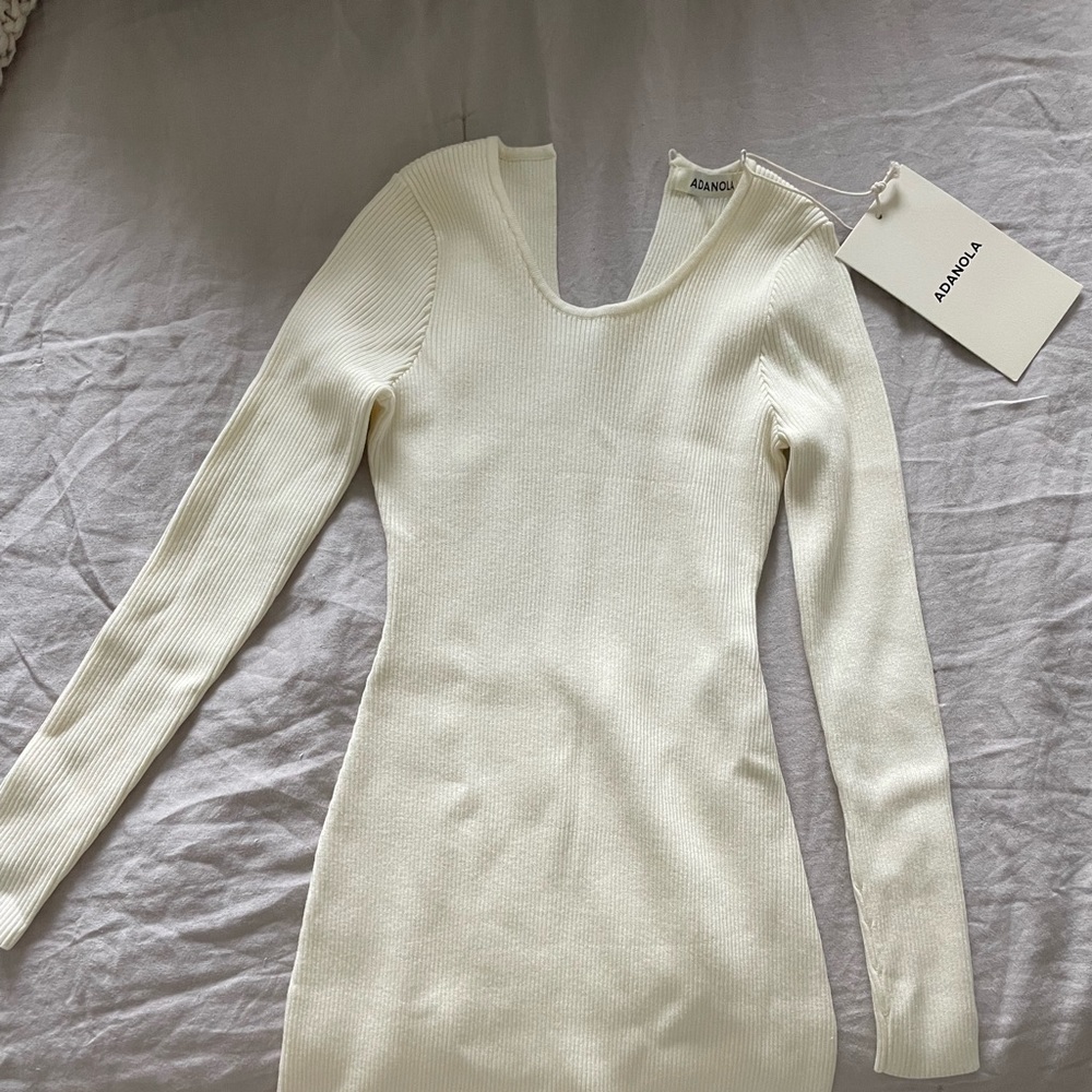 Adanola Rib Knit Unitard | Marshmallow NEVER WORN (Size Small) - Picture 5 of 5